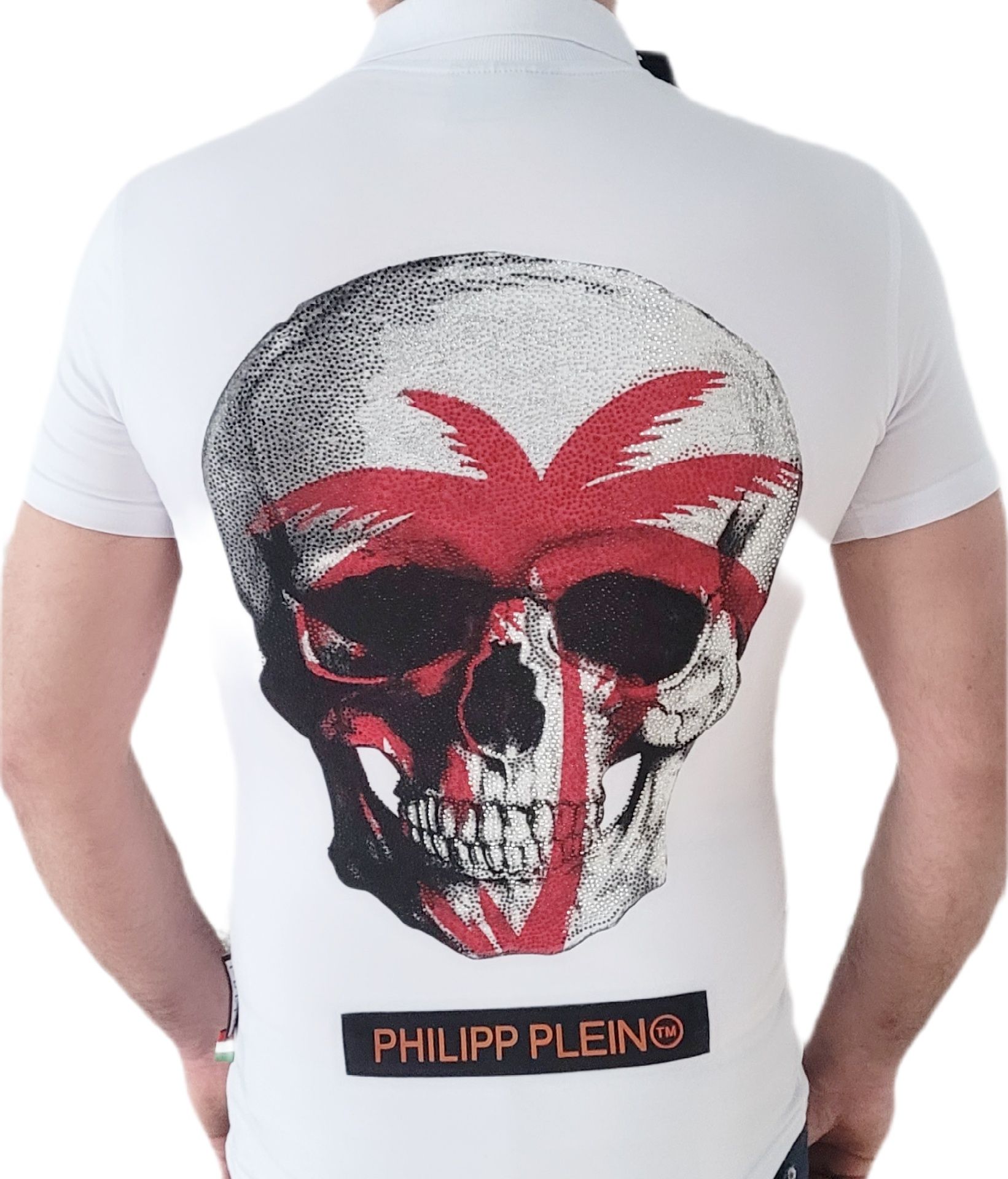 Philipp Plein koszulka polo  motyw SKULL  biała