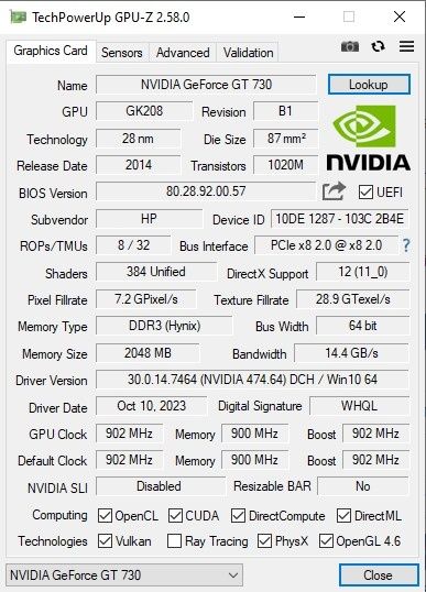 Placa gráfica HP GT 730 2GB