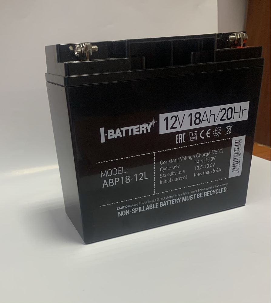 Аккумулятор 12В 18АЧ для ИБП I-BATTERY ABP-18-12L