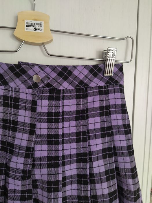 fioletowa rozkloszowana spódniczka w kratę plisowana tenis skirt XXS X