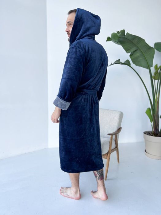 Чоловічий махровий халат з капюшоном