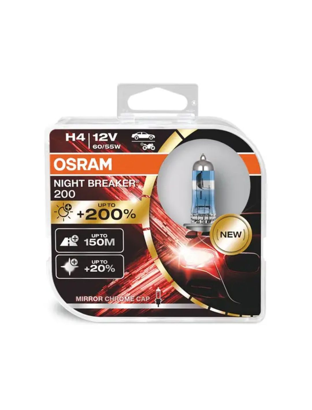 Галогенные лампы Osram night breaker +200% (H1,H3,H4,H7,H11,HB3,HB4)