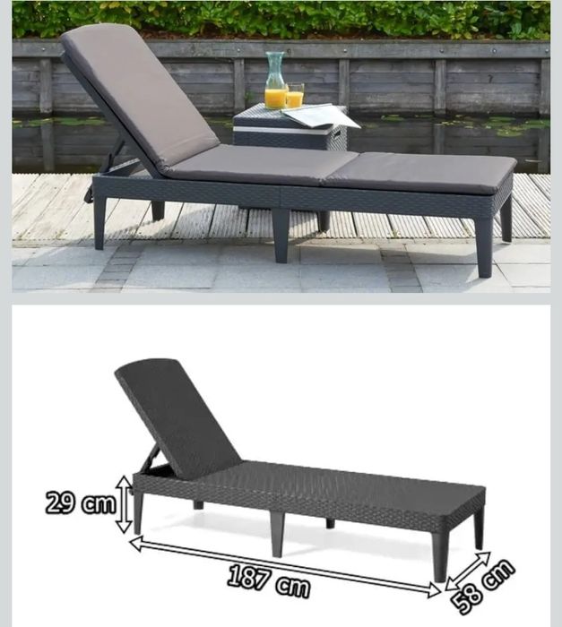 Keter Jaipur Leżak, Czarny, 58 x 187 x 29 cm
