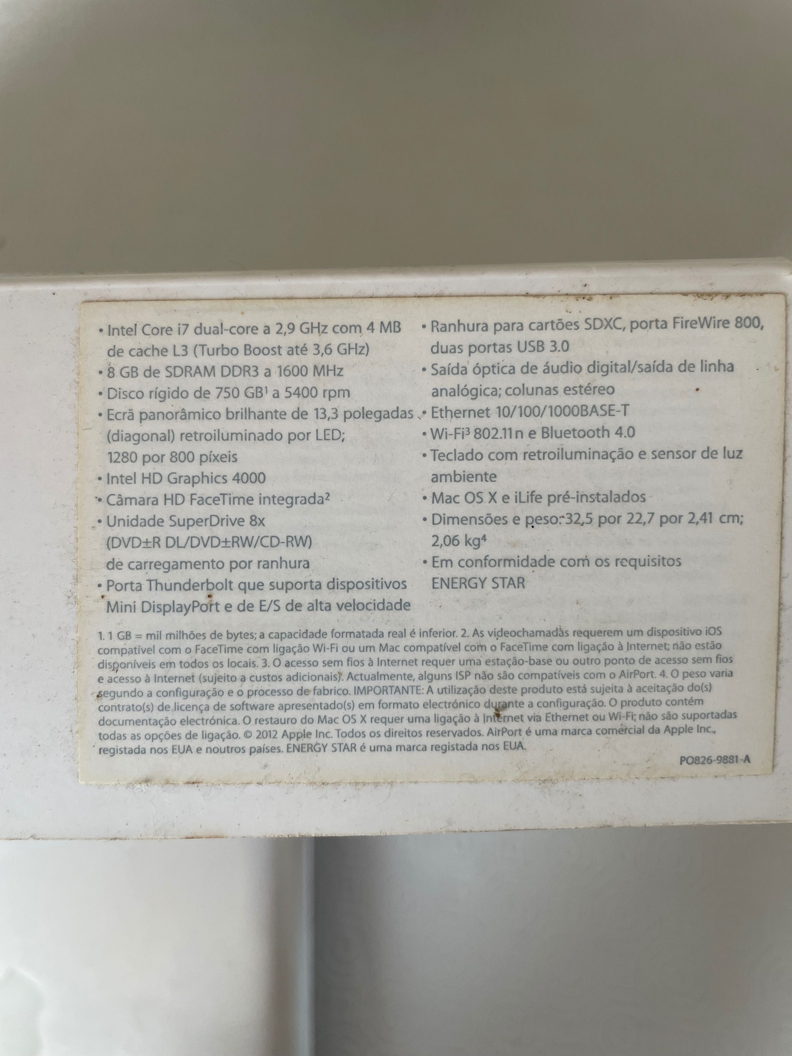MacBook Pro 16Gb 500SSD I7 2,9Ghz (13 Polegadas) 2012