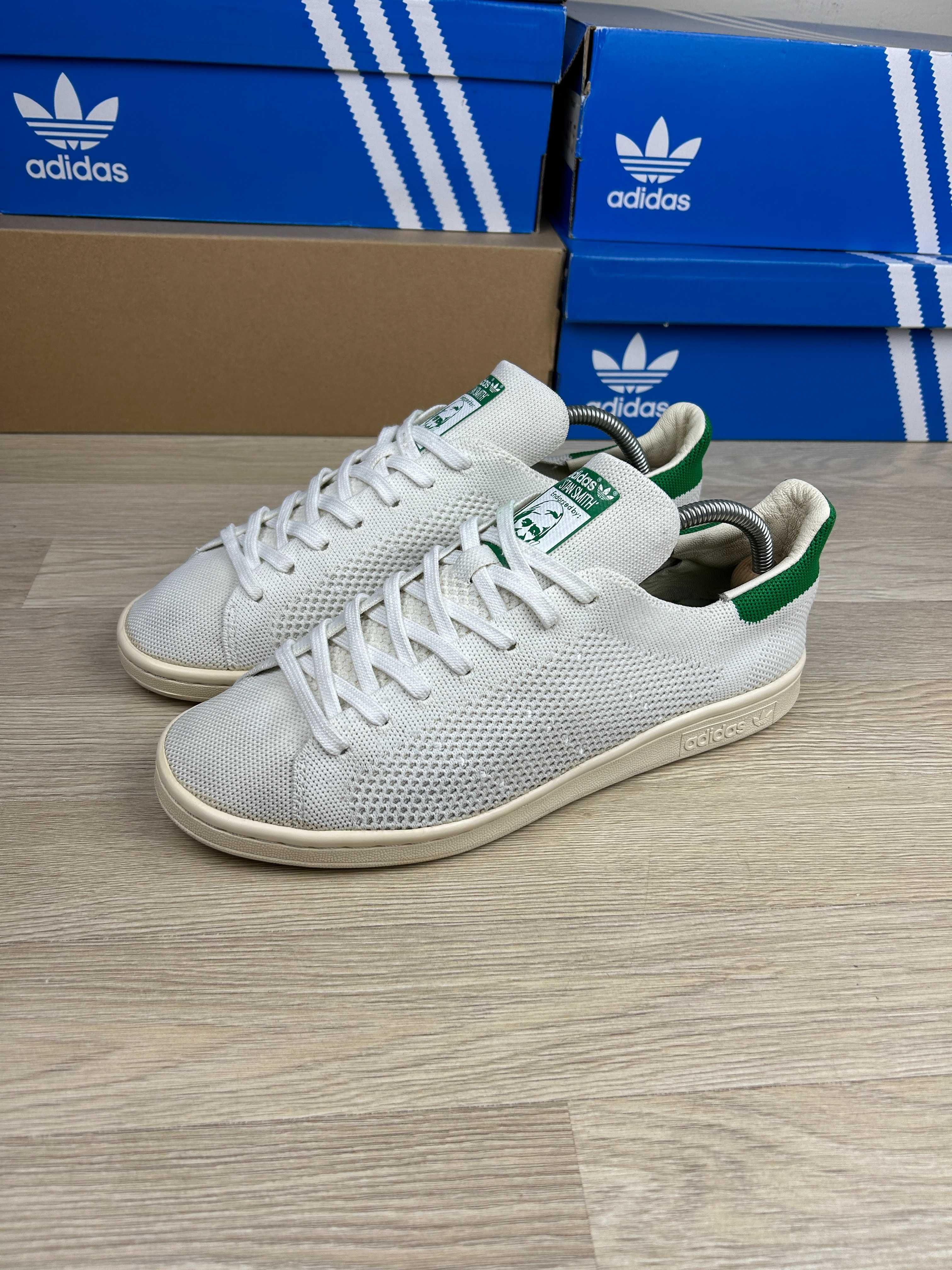 Кроссовки кеды Adidas Stan Smith Primeknit сеточка белые мужские 42