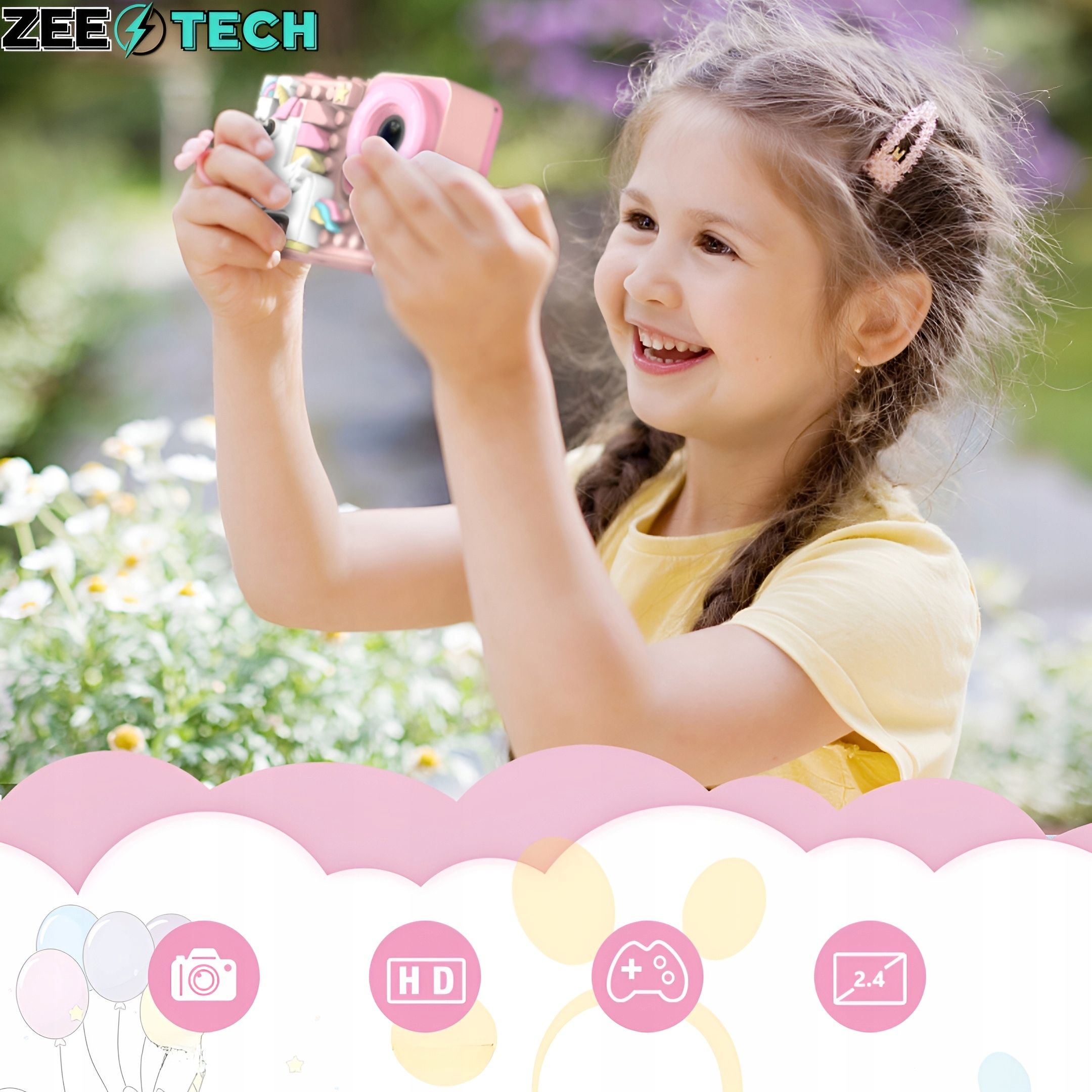 Aparat Fotograficzny Cyfrowy Dla Dzieci 40Mpx Kamera Selfie+Karta 32Gb