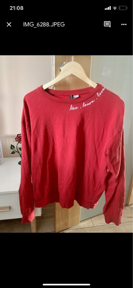 Czerwona luźna bluza H&M rozmiar M
