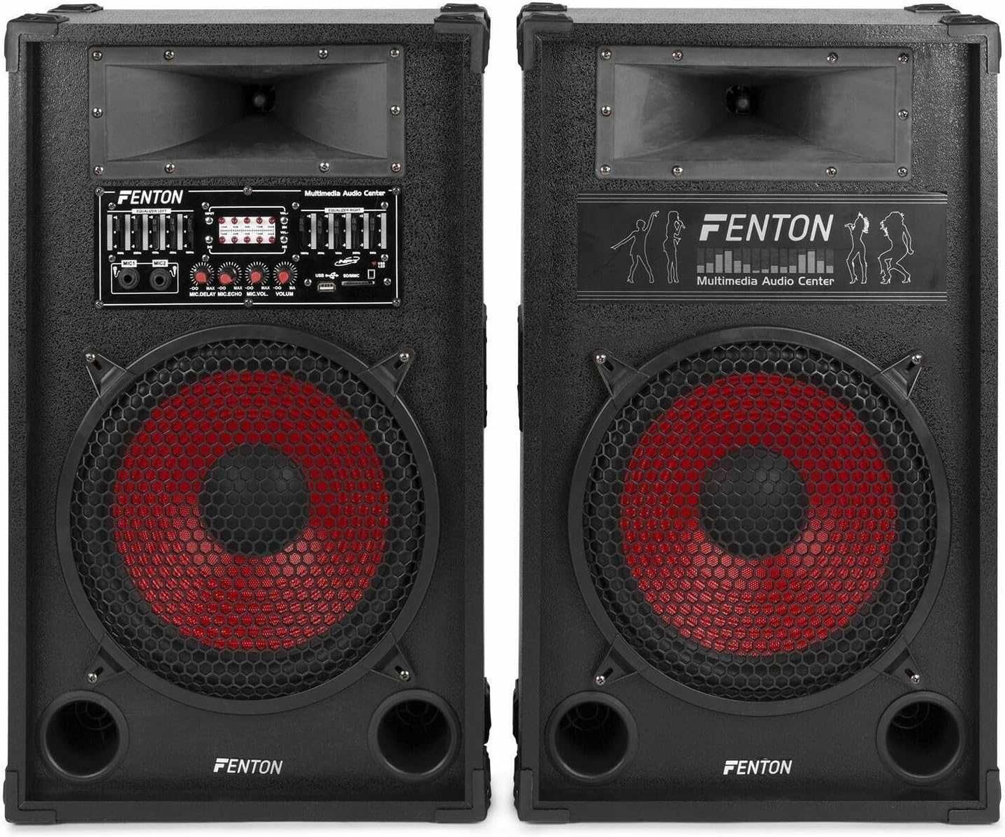 Активні акустичні колонки 2x600W Fenton SPA1200 PA 12" BT/SD/USB/MP3
