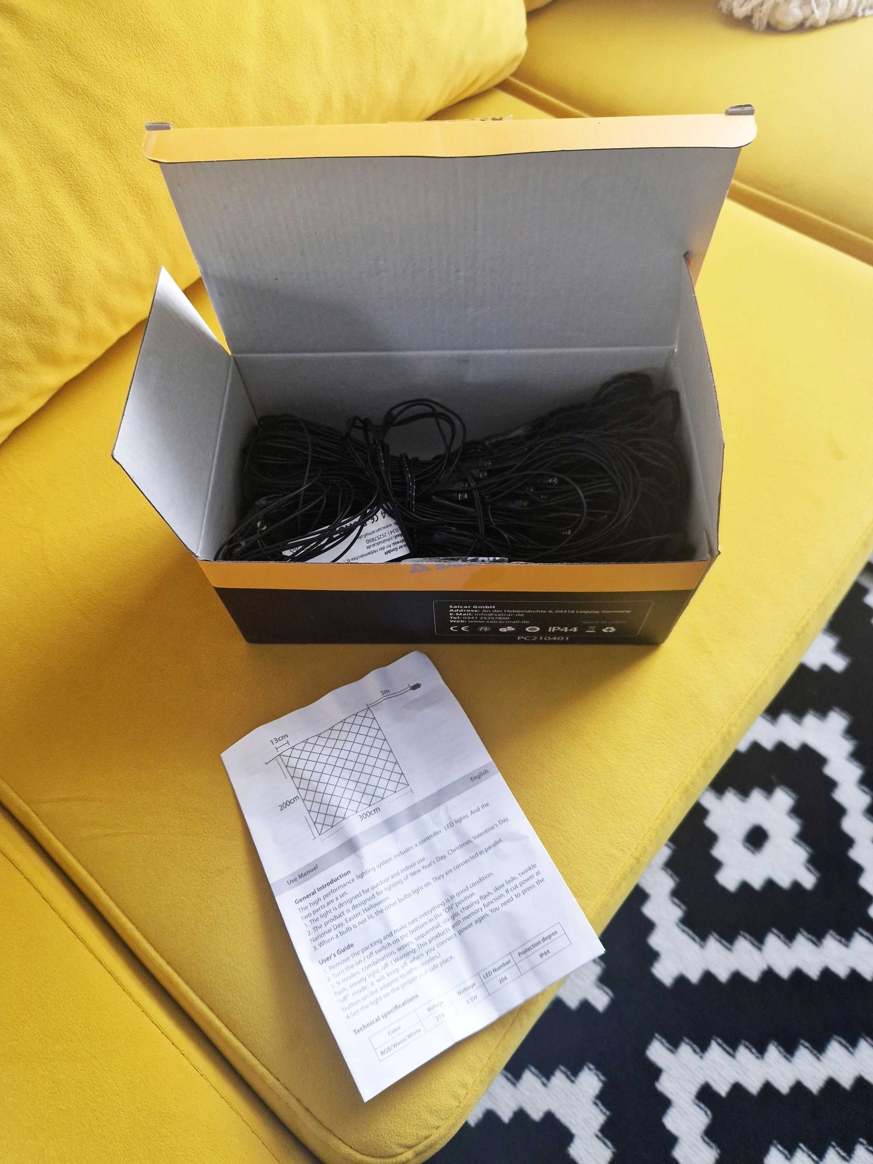Kurtyna świetlna girlanda lampki wodoodporne 2x3 metry