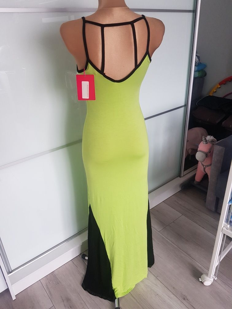 Sukienka letnia maxi limonka 38