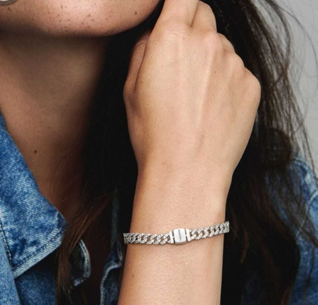 Срібний браслет Pandora Сяюче паве. Браслет пандора каміння