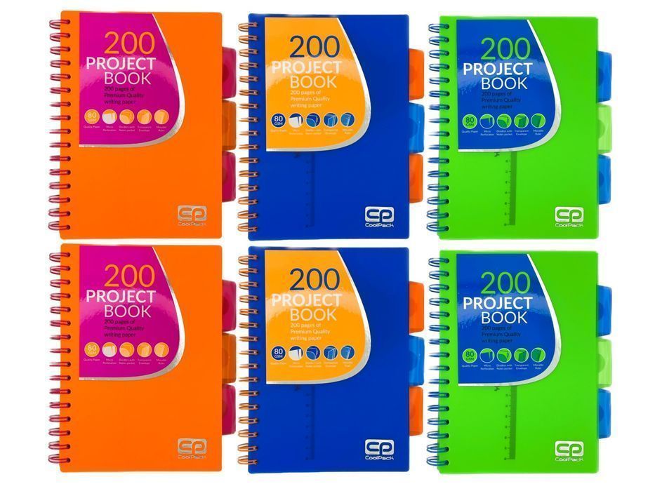 6x Kołozeszyt A5 200K w Kratkę z Przekładkami Coolpack Mix