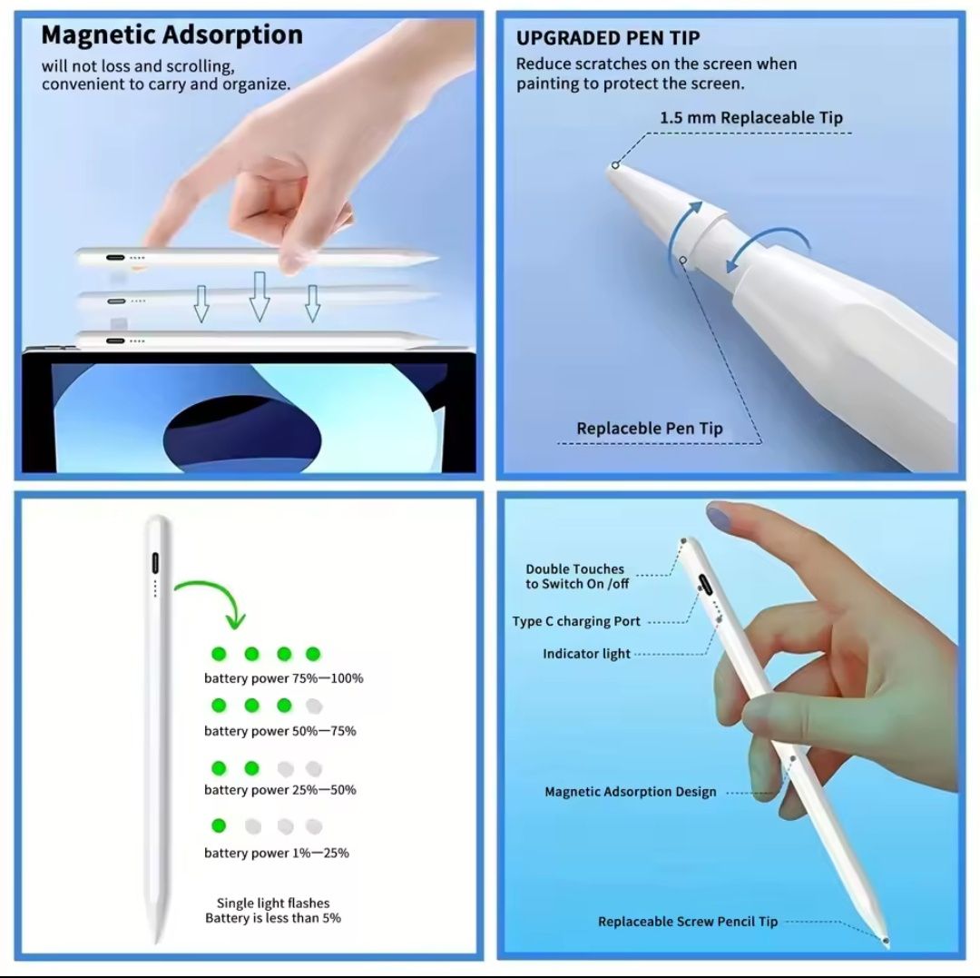 Pencil Stylus Universal rosa para iOS ou Android. Novo.