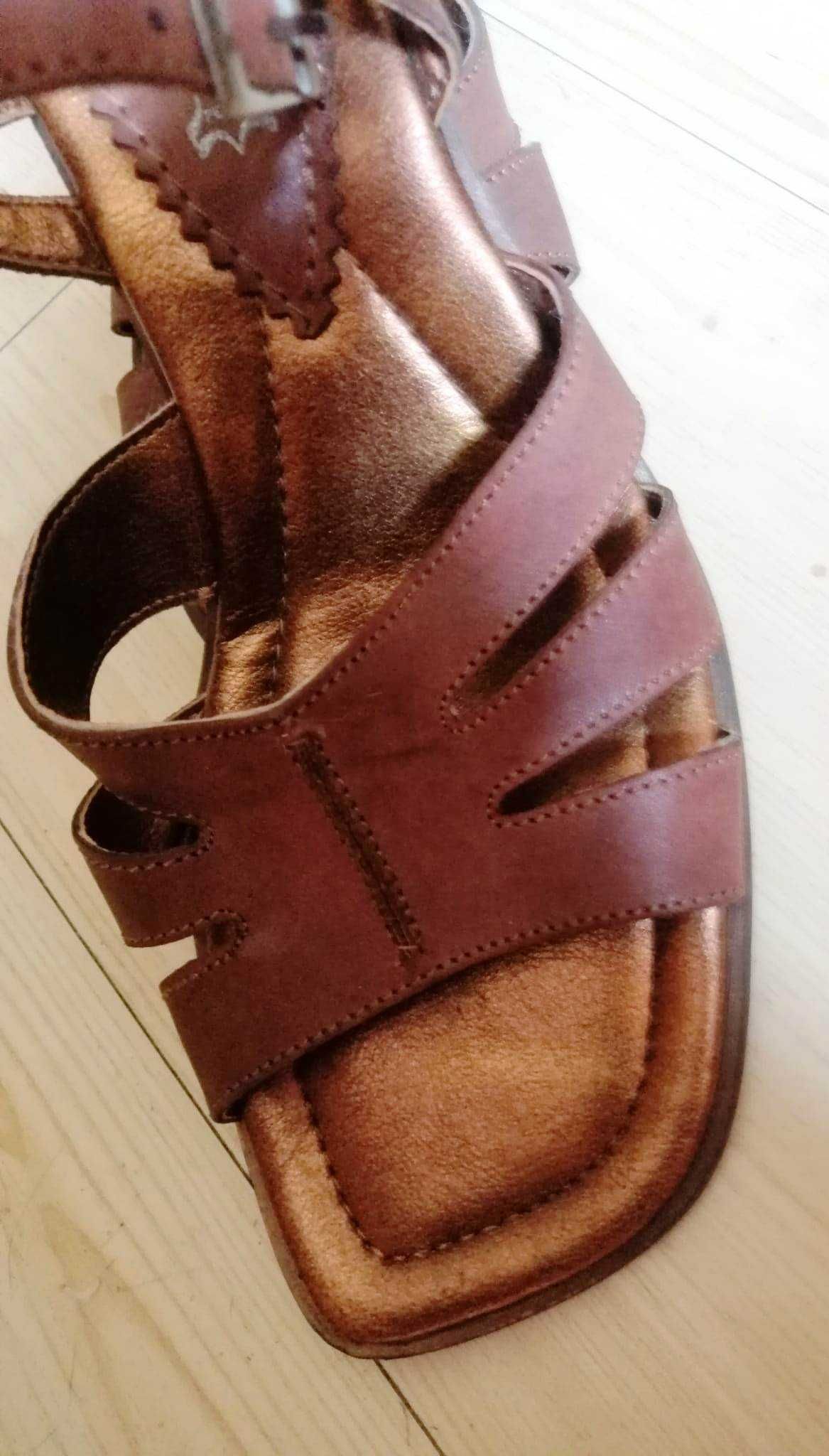 Brązowe skórzane sandały 39/25cm Inblu