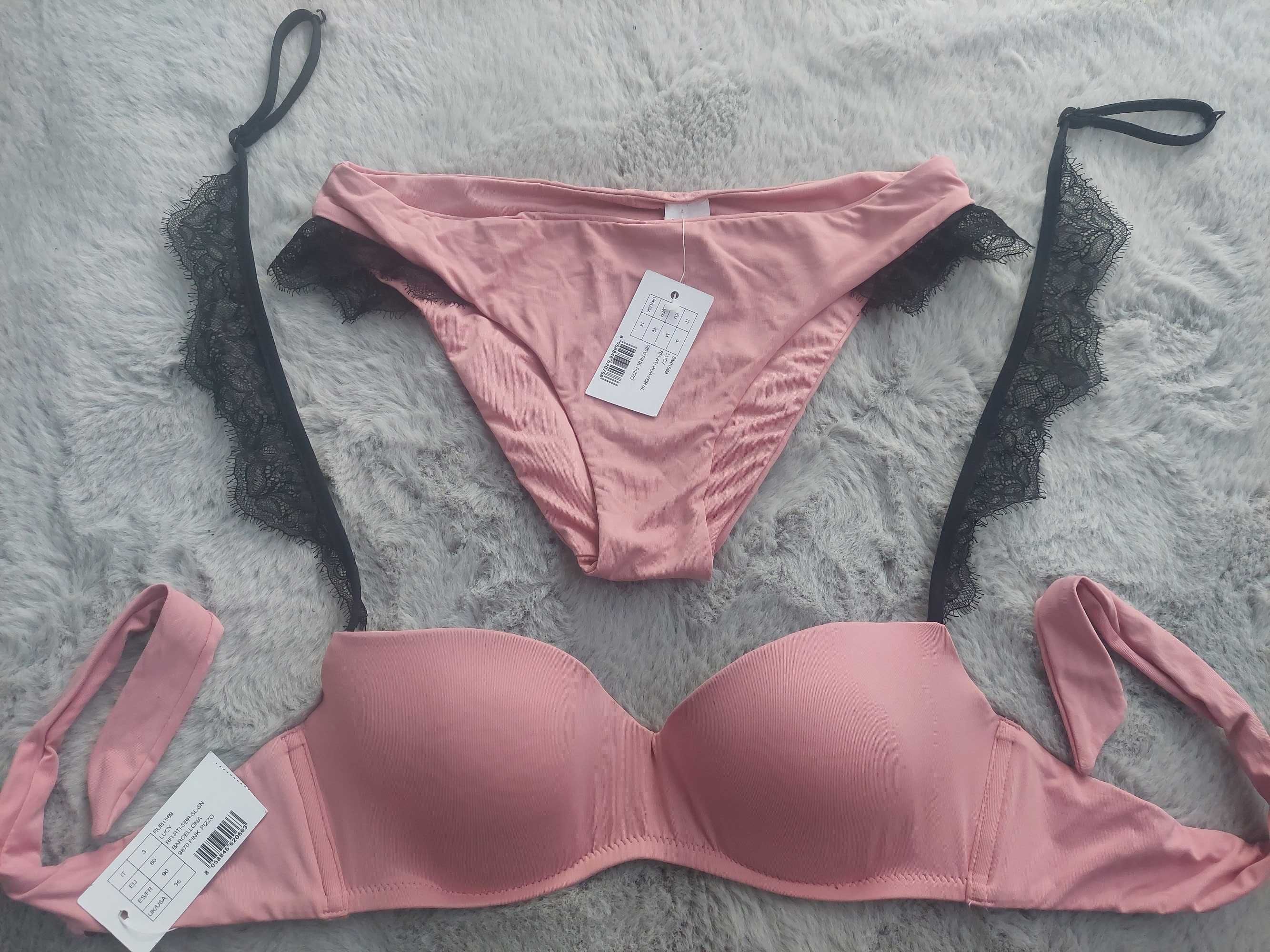 Calzedonia Lucy nowy kostium kąpielowy rozm. 3 / M różowy z koronką