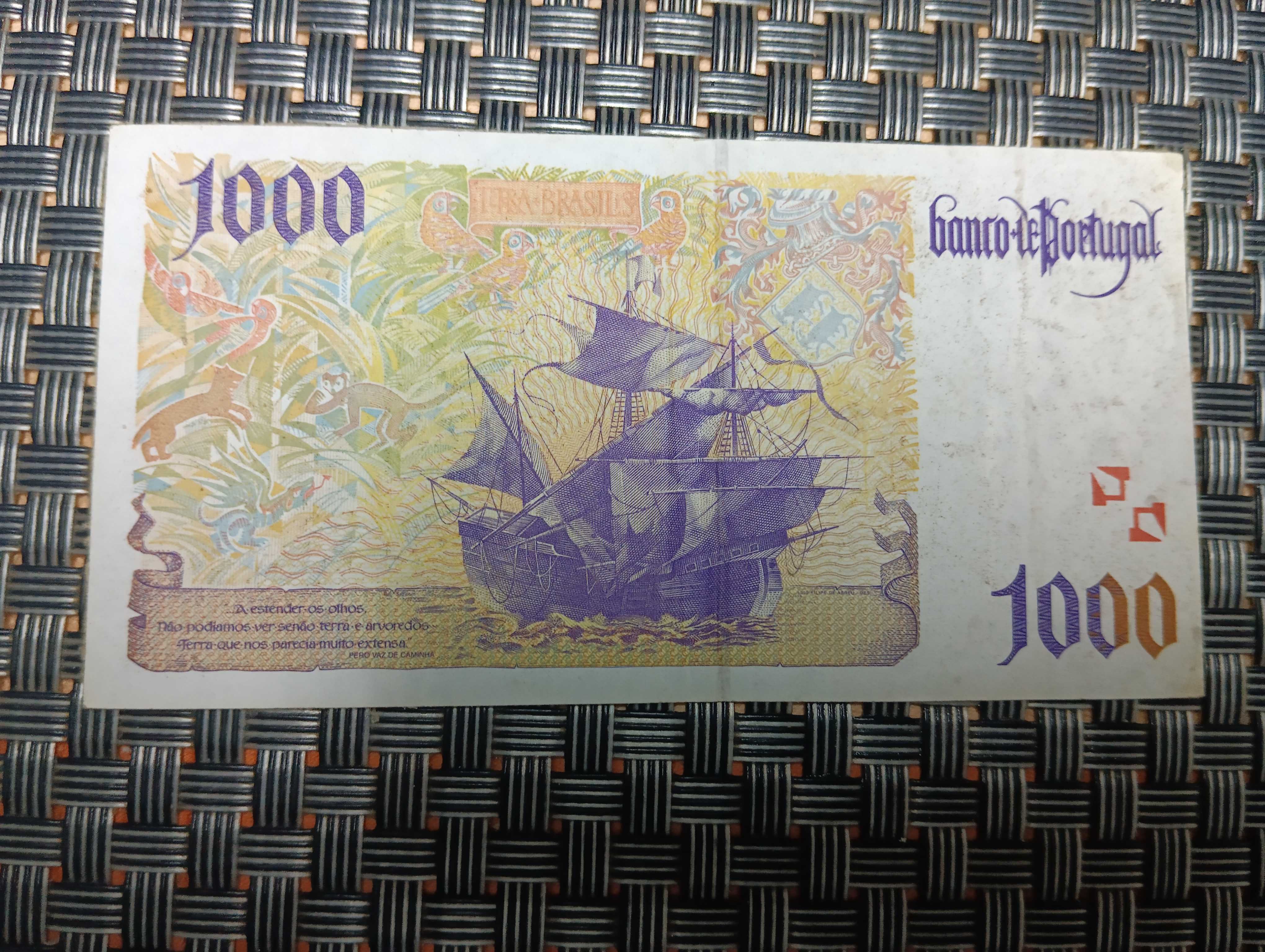 Nota de 1000, 2000 e 5000 escudos