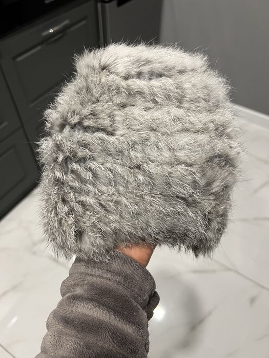 Шапка вязаная кролик мех