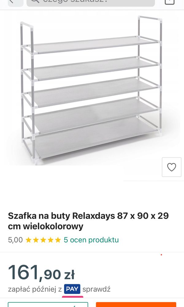 Szafka Stojak na buty Relaxdays • 87x90x29cm. 5 półek do 20 par Butów