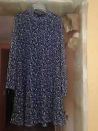 sukienka Mohito granatowo-kremowa rozmiar M  długi rękaw