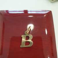 Złota diamentowana  literka "B" złoto 585