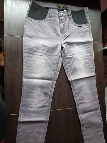 Nowe spodnie jeansowe r. 46/48 Bonprix, szare elastyczne