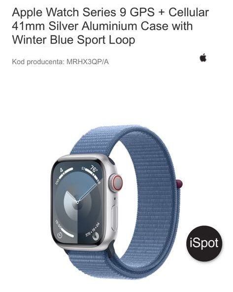 Apple Watch Series 9 GPS + Cellular 41 mm Silver Aluminium Case