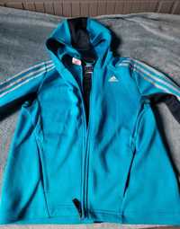 Adidas niebieska rozpinana bluza z kapturem S