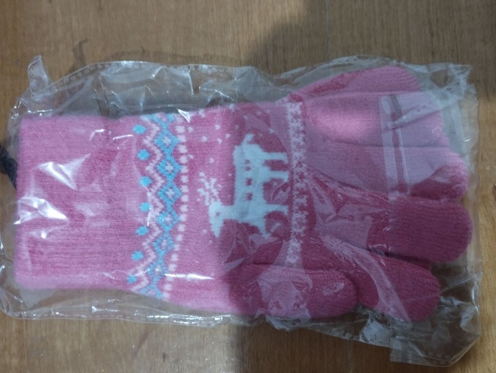 Перчатки детские для девочек распродажа. Корона зима/осень розовые , к