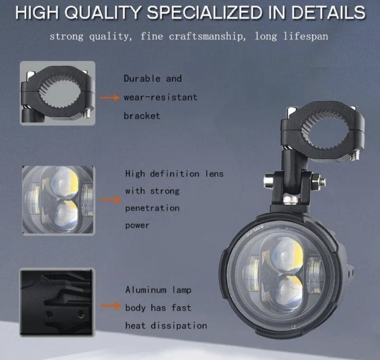 Дополнительные LED фары для мотоциклов, квадроциклов.