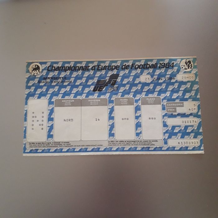 Raríssimo bilhete Portugal França Euro 84