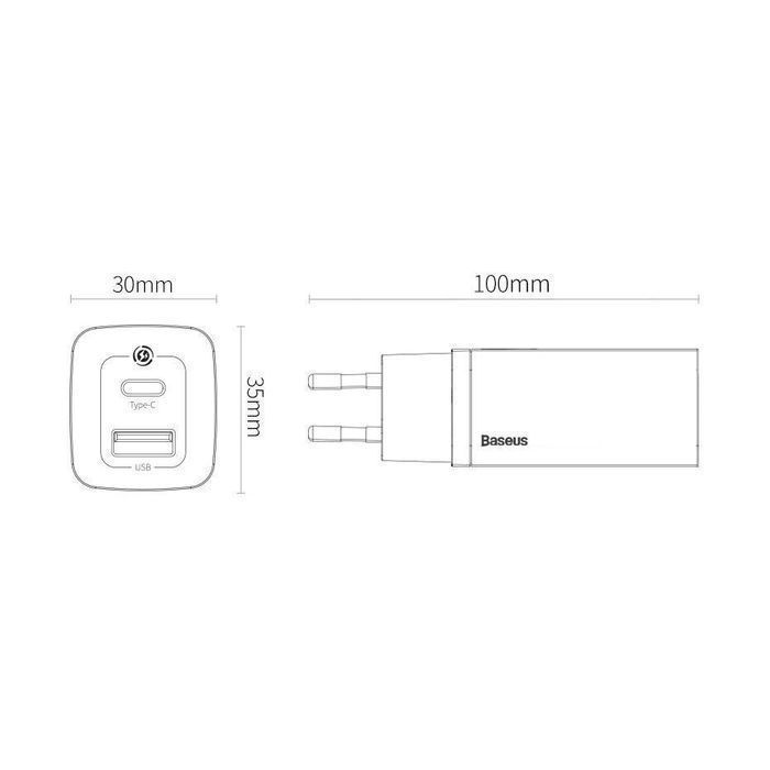 Ładowarka Sieciowa Baseus GaN2 Lite 65W USB-C - Biały