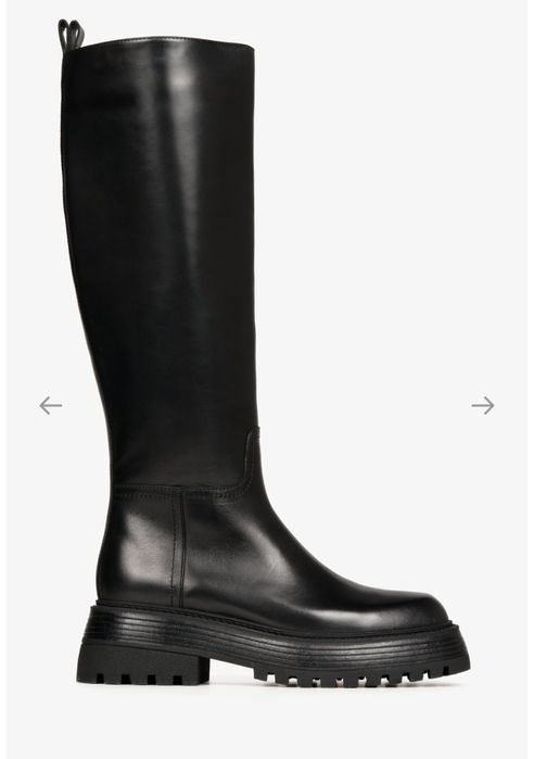 Чоботи демісезонні шкіряні чорні Estro