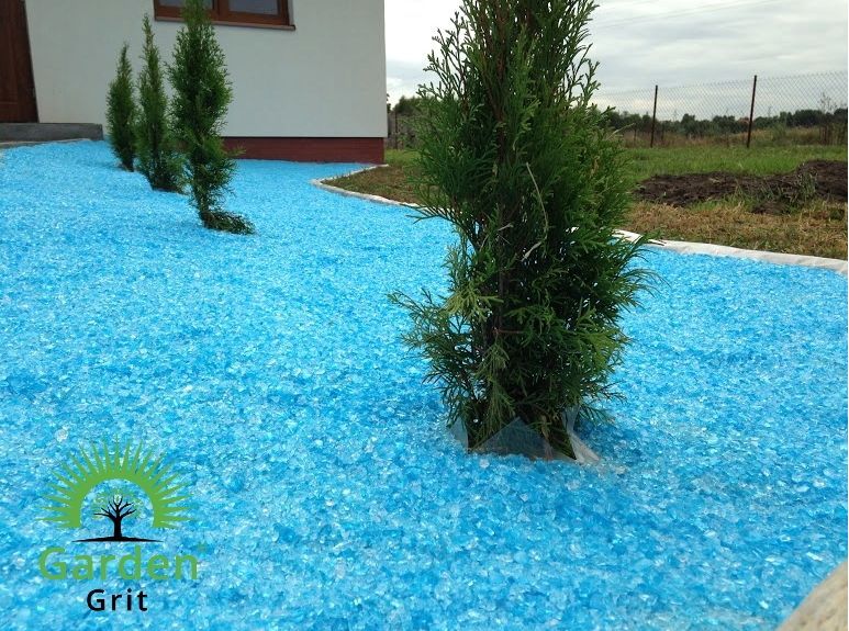 Grysy szklane w kolorze zielonym, dekoracyjne szkło ogrodowe 5kg