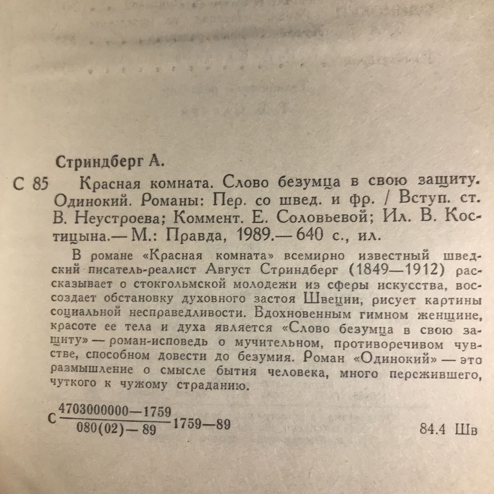 Стриндберг Красная комната, Слово безумца в свою защиту, Одинокий