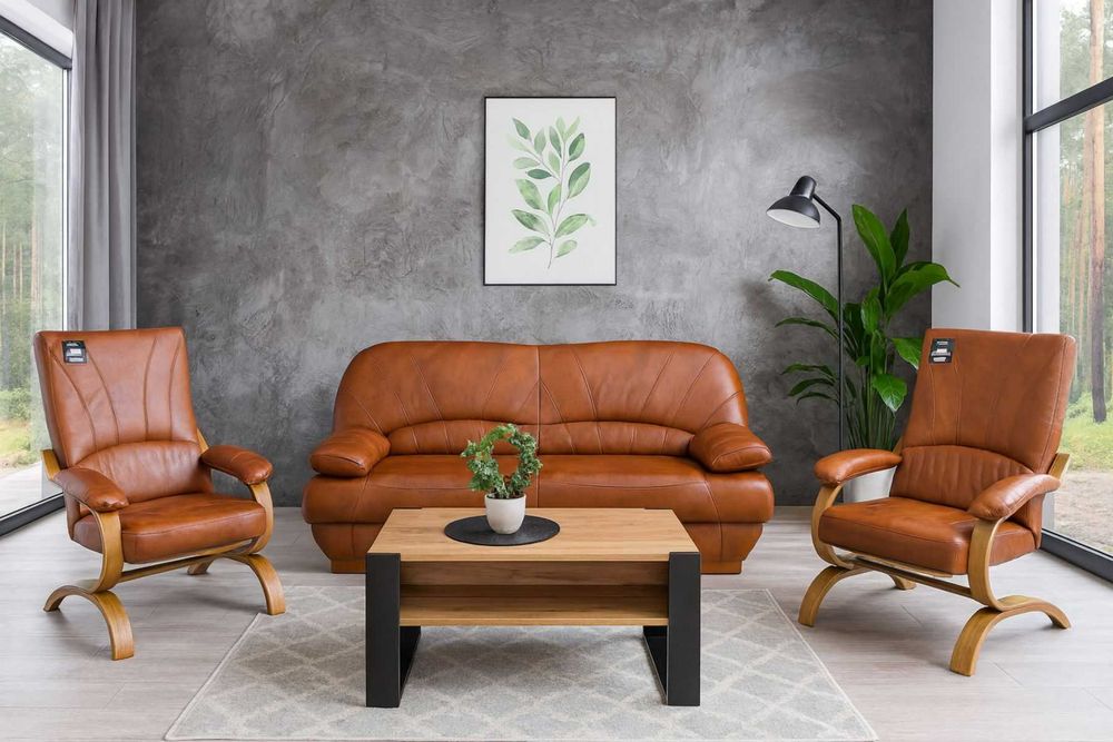 Zestaw wypoczynkowy GALA skóra 100% naturalna - dostępny OD RĘKI!