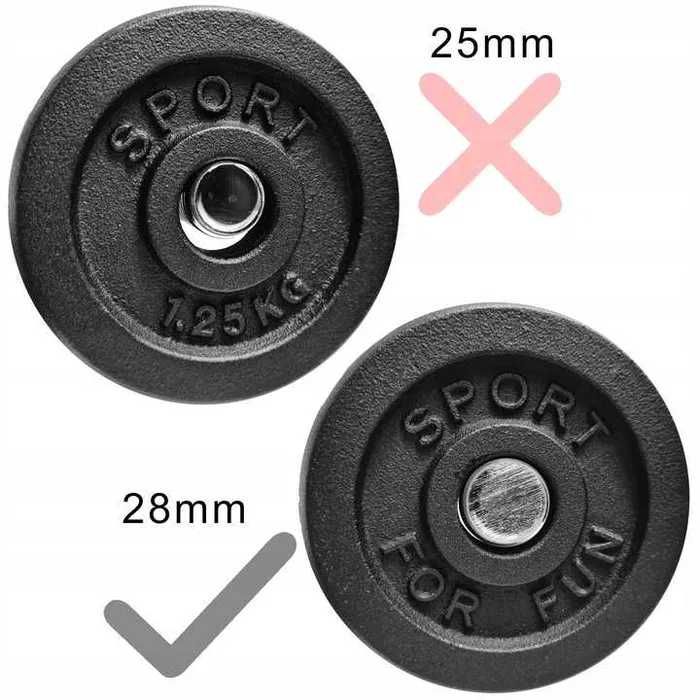 HANTLE ŻELIWNE 2x25 kg gryf Talerze zestaw regulowane 50kg