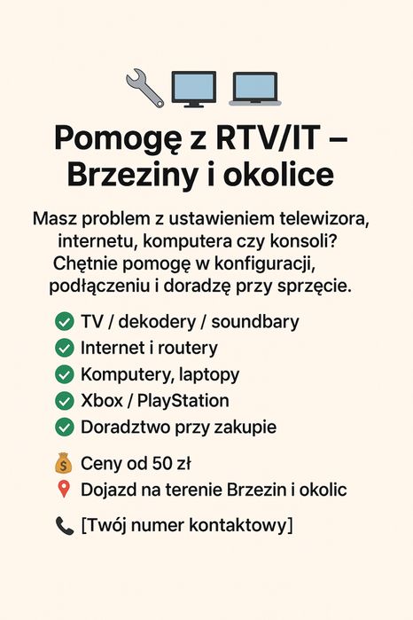 Pomoc z RTV/IT – konfiguracja, ustawienia, doradztwo
