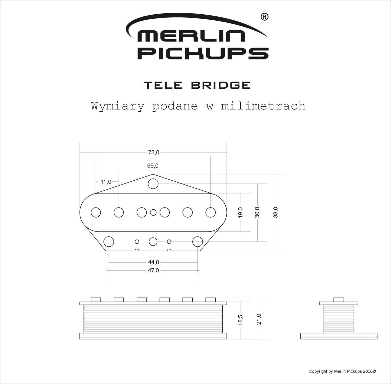 Merlin Tele Bridge lub Merlin Tele FAT singiel - przetwornik gitarowy