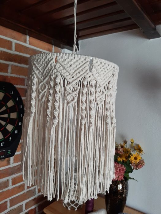 Abażur żyrandol lampa makrama boho rękodzieło