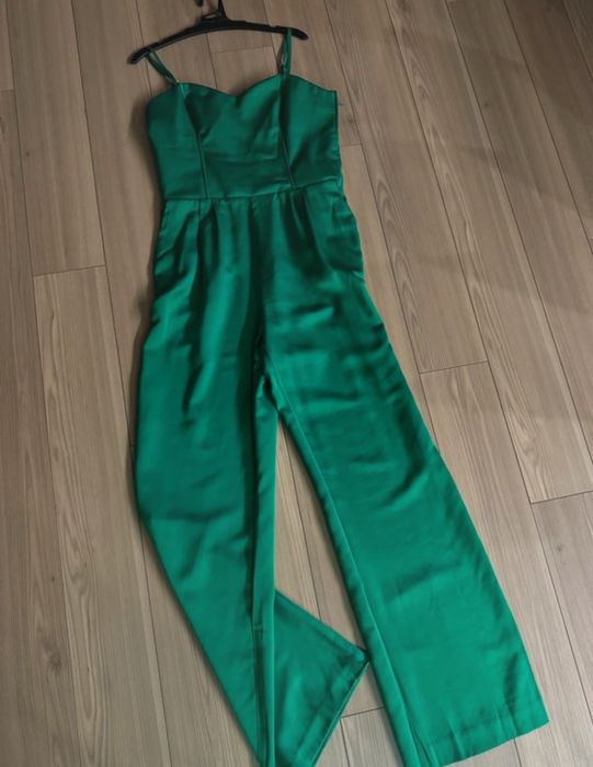 Elegancki kombinezon Mohito 36/38 zielony S/M szerokie nogawki Esmara
