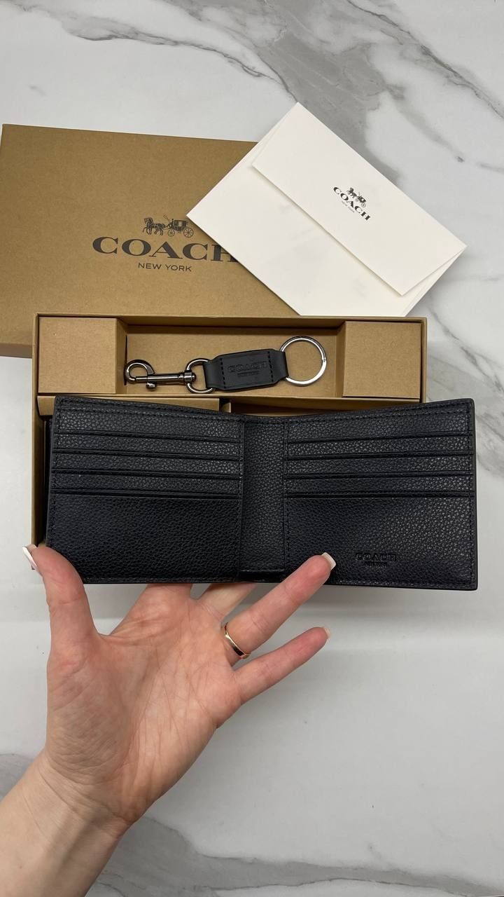 COACH чоловічий гаманець+візитниця+брелок
