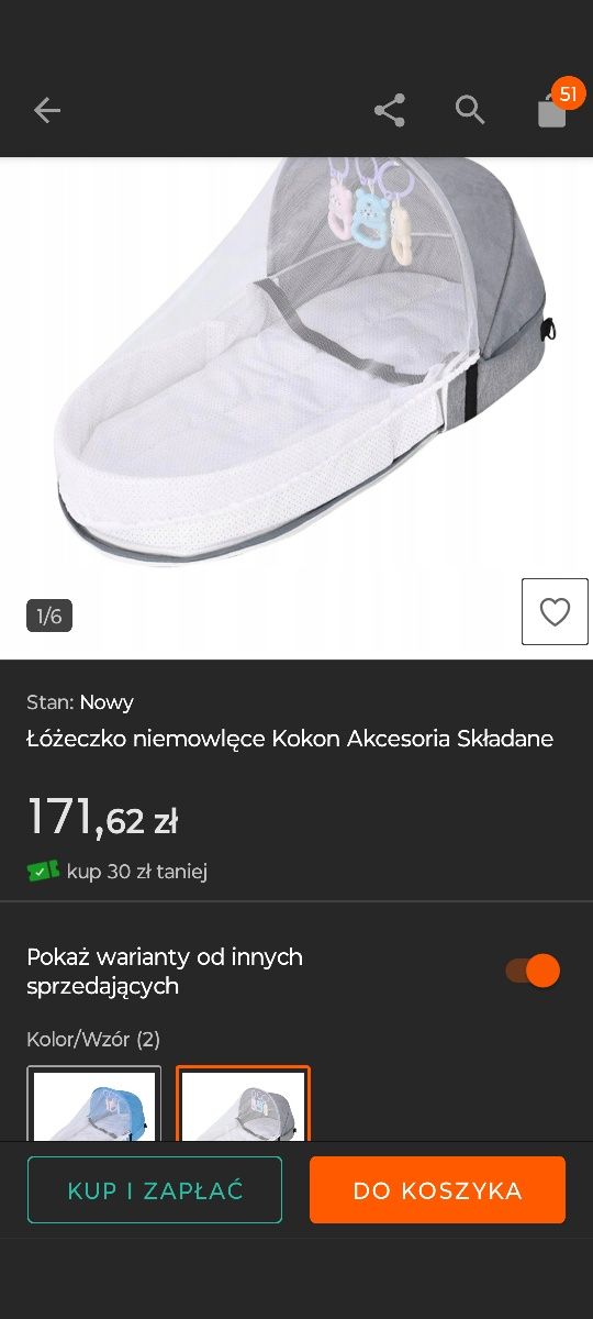 Łóżeczko niemowlęce Kokon Akcesoria Składane