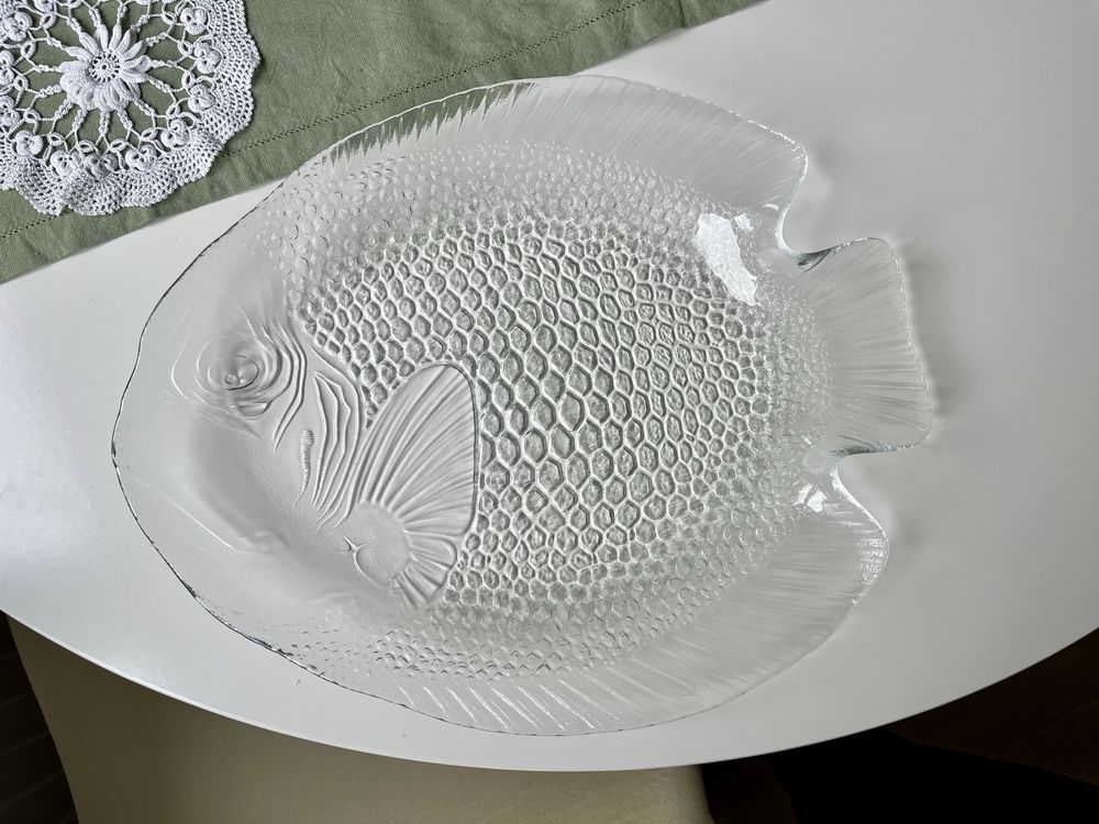 Duża patera ryba szklana arcoroc glass vintage