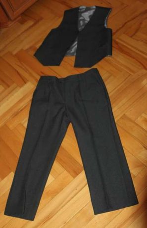 elegancki komplet spodnie w kant + kamizelka (grafitowe) rozm. 146cm