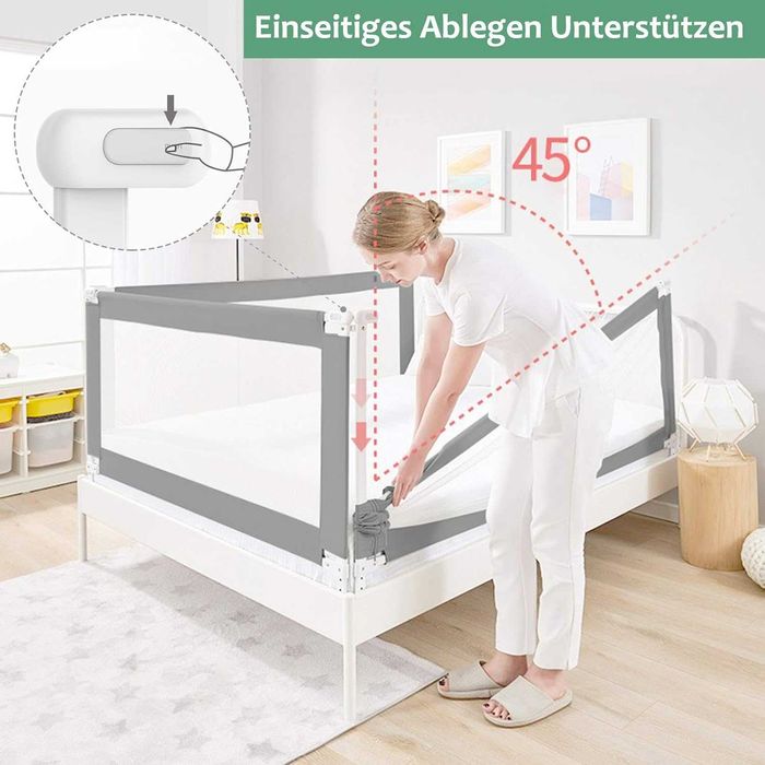 YIKANWEN Barierka ochronna do łóżeczka dziecięcego 150 cm N436