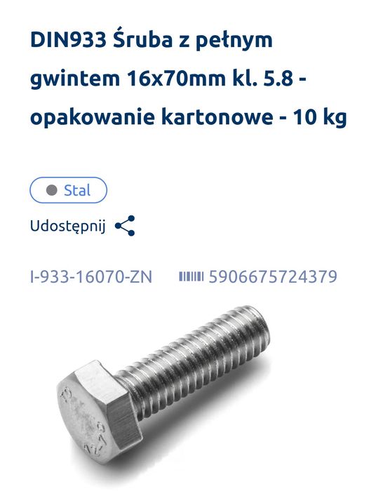 śruba m16x70 10kg