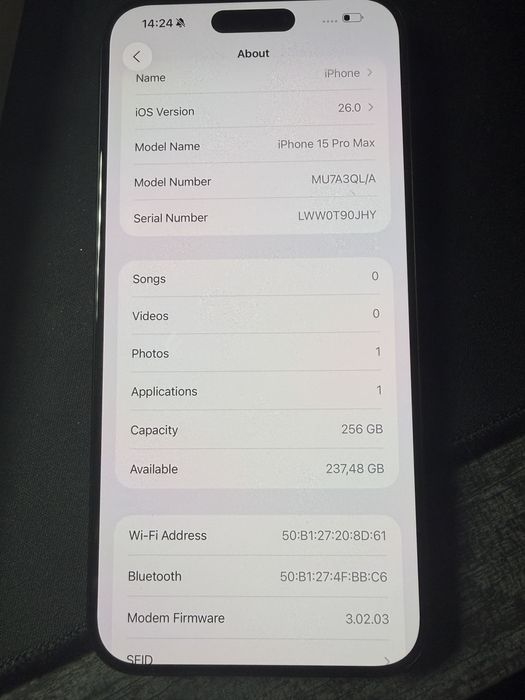 Apple iPhone 15 Pro Max 256GB Blue Titanium