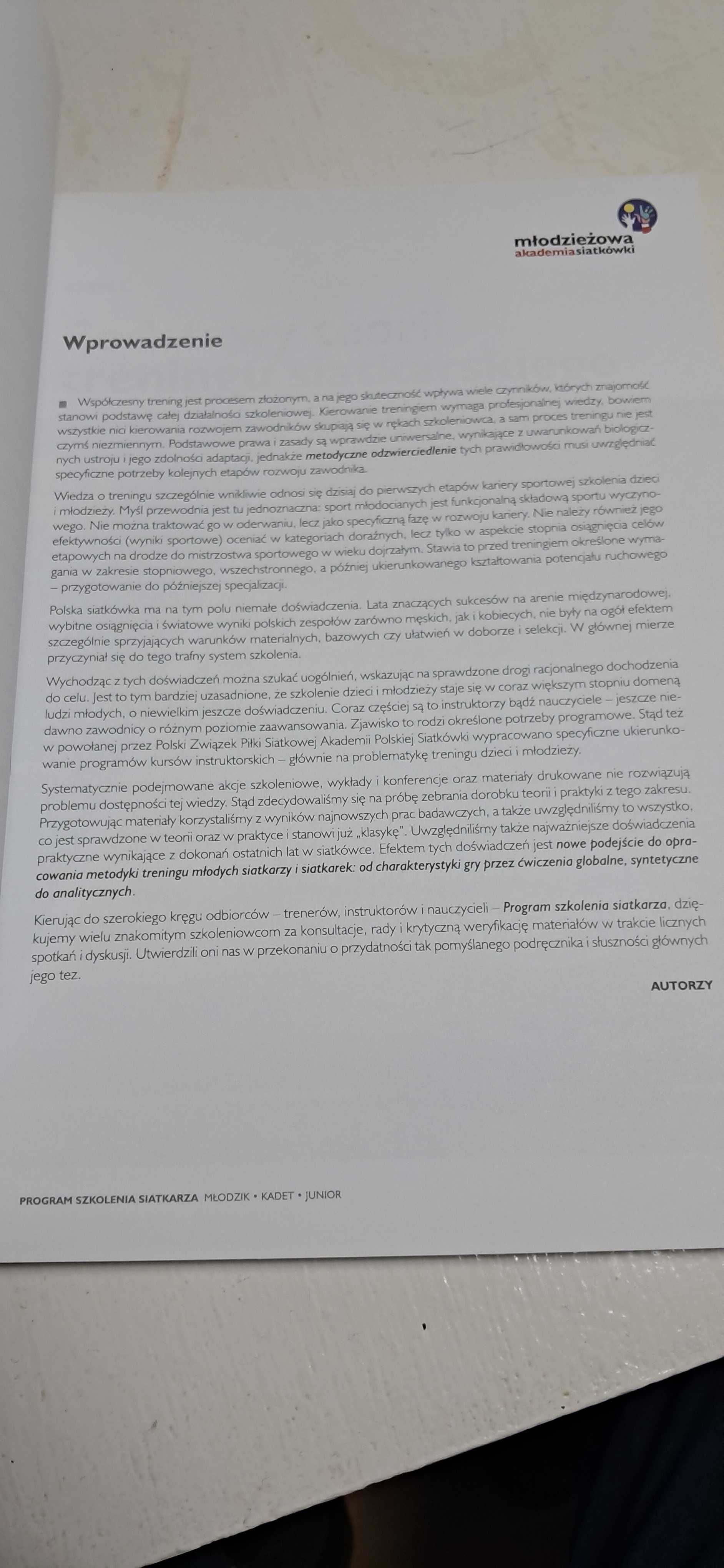 Program szkolenia siatkarza Młodzik Kadet Junior Piłka Siatkowa Trener