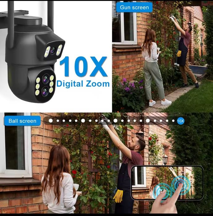 12 мп 10x zoom уличная WiFi IP-камера с тремя объективами