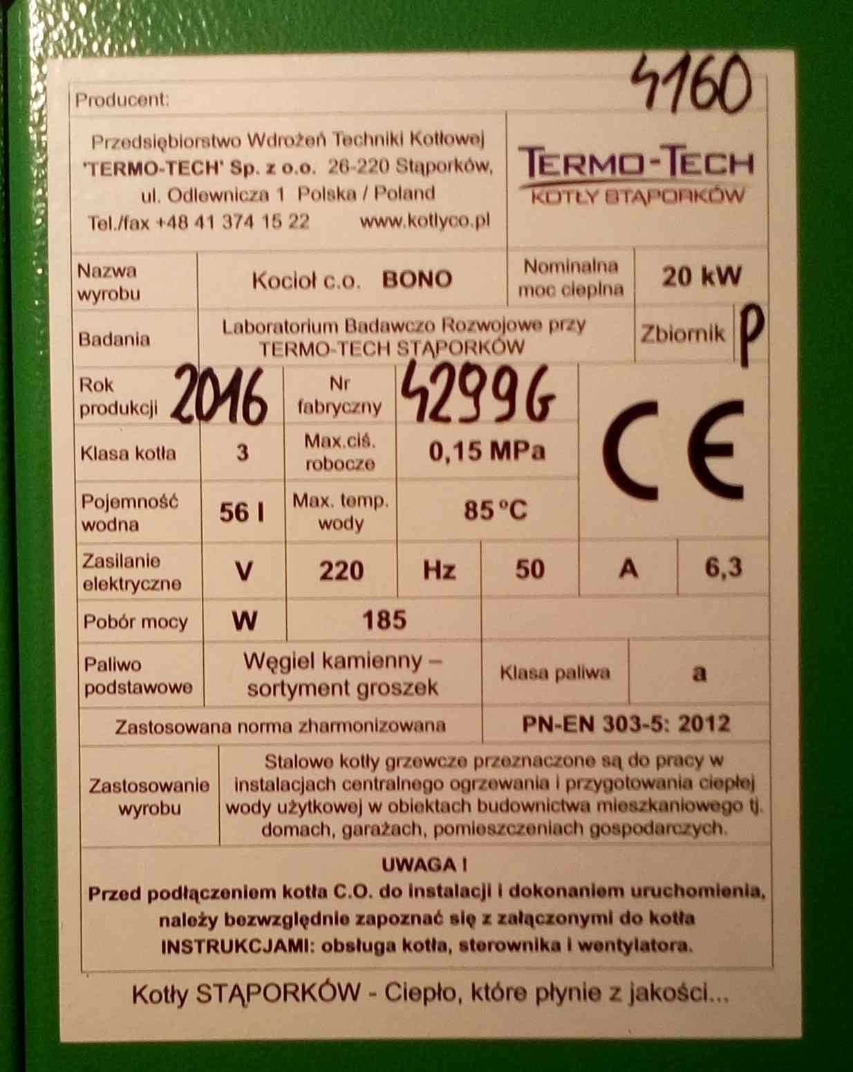Kocioł na ekogroszek BONO 2O